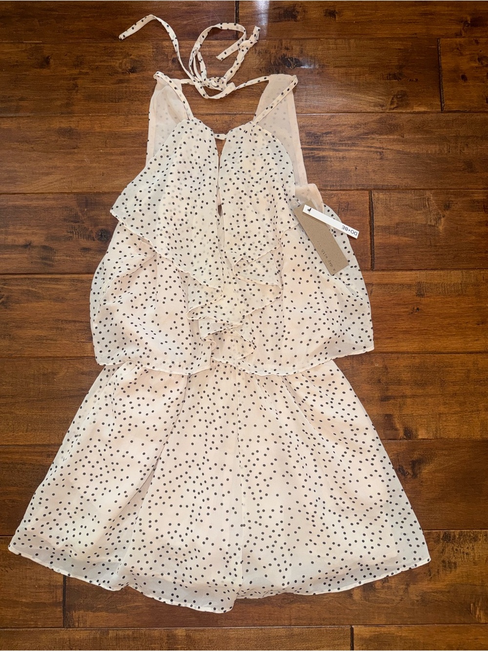 NWT DO + BE  cream & black Flowy Polka Dot Romper Small S
